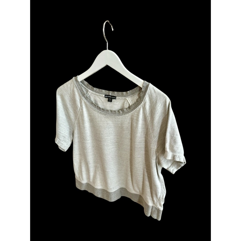 James Perse Womens Sweatshirt Short Sleeve‎ Sz 4 Raglan Sleeve Grey French Terry